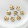 Picture of Eco-friendly Brass Charms 14K Real Gold Plated Round Multicolour Cubic Zirconia