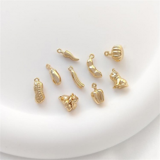 Picture of Eco-friendly Brass Charms 14K Real Gold Plated Vegetable Animal 3D