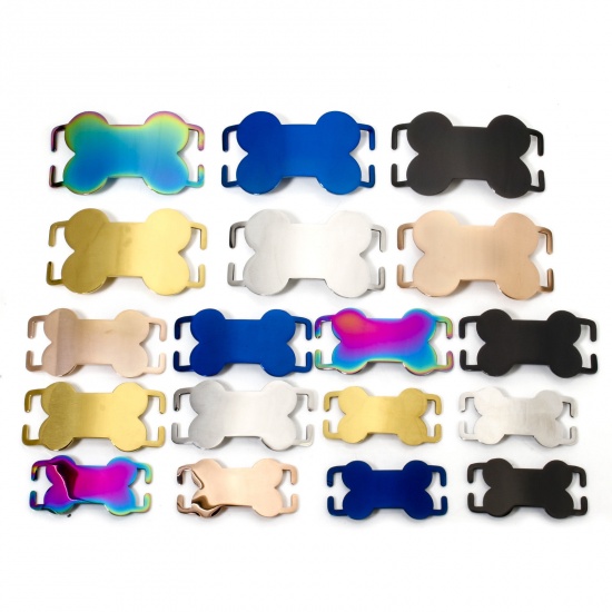 Image de 2 Pcs Connecteurs Pendentifs BreloquesÉtiquettes d'Estampage Vierges Étiquette de Nom pour Collier de Chien Identification d'Animal de Compagnie en 304 Acier Inoxydable OS Multicolore Polissage Double Face