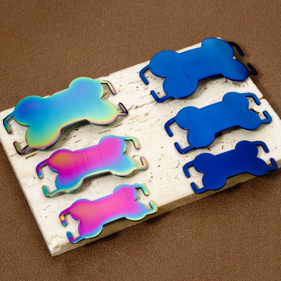 Image de 2 Pcs Connecteurs Pendentifs BreloquesÉtiquettes d'Estampage Vierges Étiquette de Nom pour Collier de Chien Identification d'Animal de Compagnie en 304 Acier Inoxydable OS Multicolore Polissage Double Face