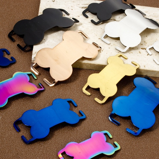 Image de 2 Pcs Connecteurs Pendentifs BreloquesÉtiquettes d'Estampage Vierges Étiquette de Nom pour Collier de Chien Identification d'Animal de Compagnie en 304 Acier Inoxydable OS Multicolore Polissage Double Face