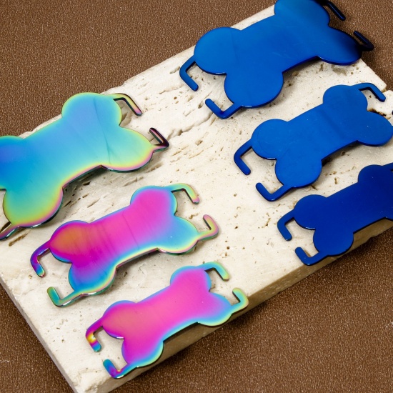 Image de 2 Pcs Connecteurs Pendentifs BreloquesÉtiquettes d'Estampage Vierges Étiquette de Nom pour Collier de Chien Identification d'Animal de Compagnie en 304 Acier Inoxydable OS Multicolore Polissage Double Face