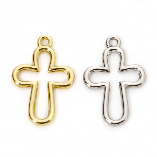 Immagine di 1 Pz Ottone Religione Ciondoli Croce Multicolore 18mm x 12mm