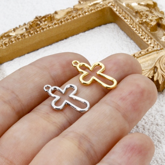 Immagine di 1 Pz Ottone Religione Ciondoli Croce Multicolore 18mm x 12mm