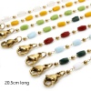 Immagine di 1 Pz Placcatura Sottovuoto 304 Acciaio Inossidabile Catena di Perline Cavigliere Placcato Oro 18K Multicolore Sezione Cilindrico 20.5cm lunghezza