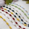 Immagine di 1 Pz Placcatura Sottovuoto 304 Acciaio Inossidabile Catena di Perline Cavigliere Placcato Oro 18K Multicolore Sezione Cilindrico 20.5cm lunghezza