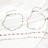 Picture of 304 Stainless Steel Lips Chain Anklet Silver Tone Enamel 24.5cm(9.6") long