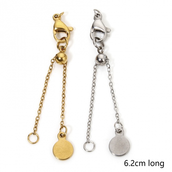 Picture of 1 Piece Eco-friendly Stainless Steel Extender Chain Real Gold Plated Swipeable 6.2cm