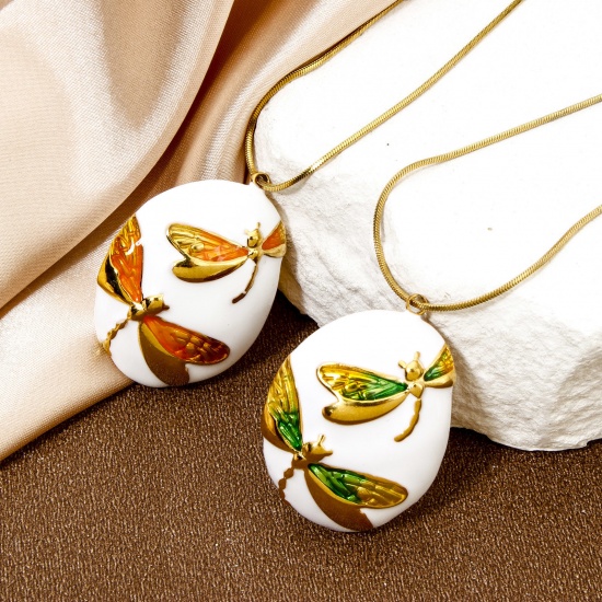 Imagen de 1 Unidad Enchapado al Vacío Ecológico 304 Acero Inoxidable Colección Flora Colgantes Chapado en Oro Esmalte