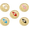 Bild von 1 Stück Messing Religiös Charms 14K Vergoldet Bunt Rund Auge Emaille Klar Zirkonia 18mm x 18mm