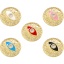 Immagine di 1 Pz Ottone Religione Ciondoli Tondo Placcato Oro 14K Multicolore Occhi Smalto Trasparente Cubic Zirconiae 18mm x 18mm