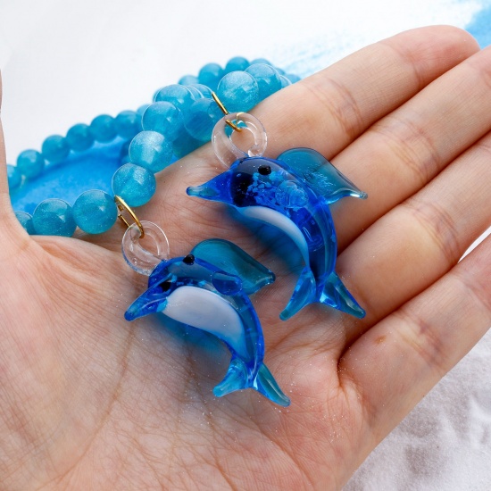 Picture of Lampwork Glass Ocean Jewelry Pendants Jellyfish Blue Whale Animal 3D