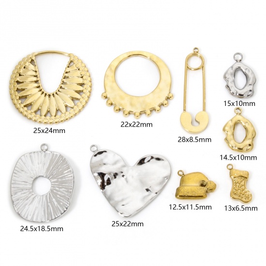 Immagine di 1 Pz Placcatura Sottovuoto Ecologica 304 Acciaio Inossidabile Ciondoli Cuore Oro Placcato Multicolore Cappello