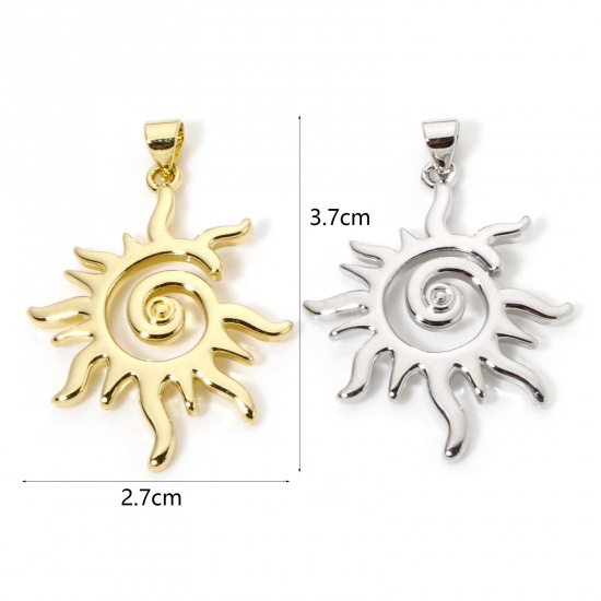 Picture of Brass Galaxy Pendants Multicolor Sun Spiral Hollow 3.7cm x 2.7cm