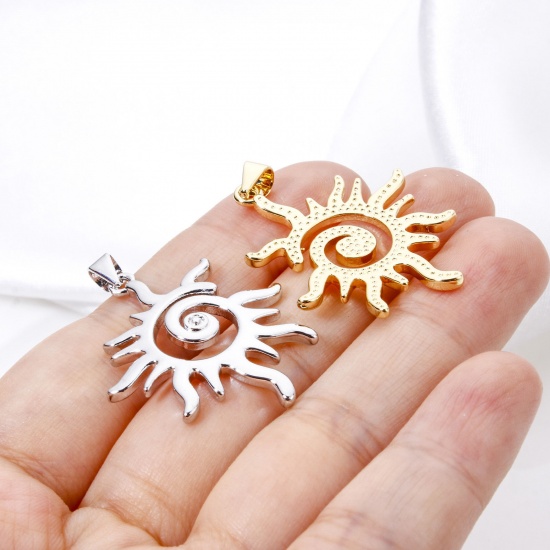 Picture of Brass Galaxy Pendants Multicolor Sun Spiral Hollow 3.7cm x 2.7cm