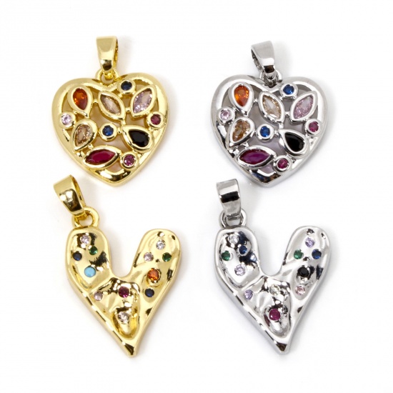 Picture of Brass Valentine's Day Charms Multicolor Heart Multicolour Cubic Zirconia