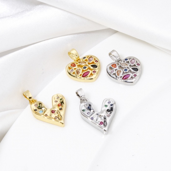 Picture of Brass Valentine's Day Charms Multicolor Heart Multicolour Cubic Zirconia