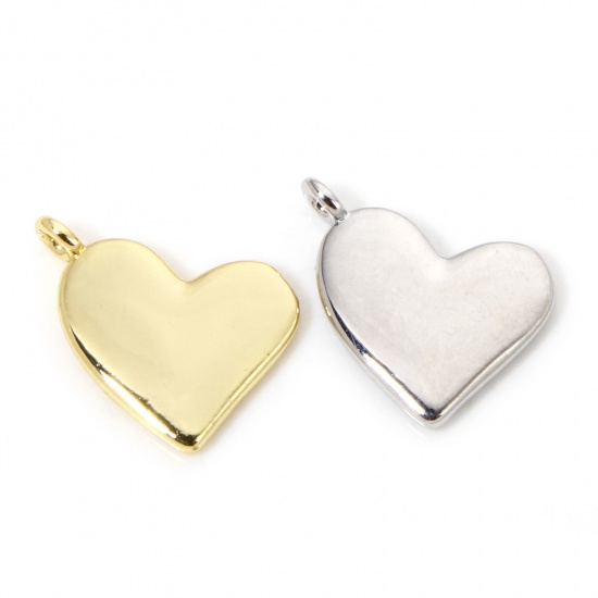 Picture of Brass Valentine's Day Charms Multicolor Heart Smooth Blank 13mm x 11mm