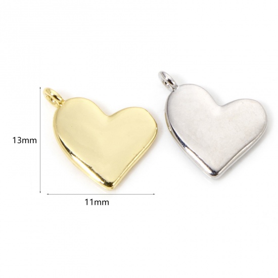 Picture of Brass Valentine's Day Charms Multicolor Heart Smooth Blank 13mm x 11mm