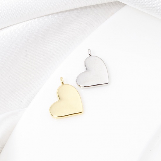 Picture of Brass Valentine's Day Charms Multicolor Heart Smooth Blank 13mm x 11mm