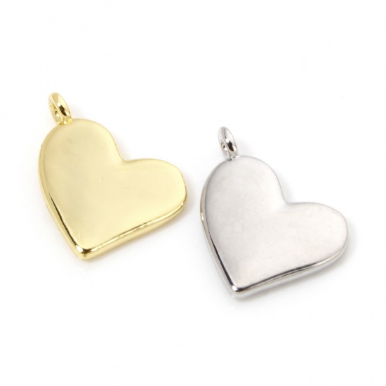 Picture of Brass Valentine's Day Charms Multicolor Heart Smooth Blank 13mm x 11mm