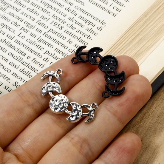 Picture of Zinc Based Alloy Galaxy Connectors Charms Pendants Multicolor Moon Phases 3.1cm x 1.6cm