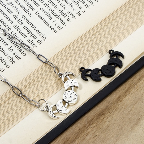 Picture of Zinc Based Alloy Galaxy Connectors Charms Pendants Multicolor Moon Phases 3.1cm x 1.6cm