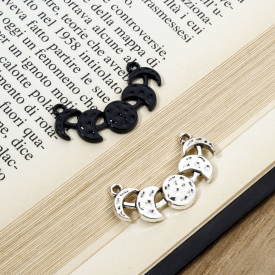 Picture of Zinc Based Alloy Galaxy Connectors Charms Pendants Multicolor Moon Phases 3.1cm x 1.6cm