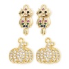 Picture of Brass Halloween Charms 18K Gold Plated Owl Animal Halloween Pumpkin