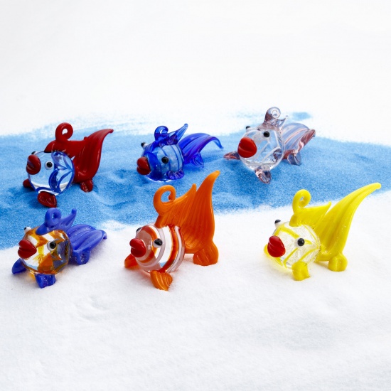 Picture of Lampwork Glass Ocean Jewelry Pendants Multicolor Goldfish 3D