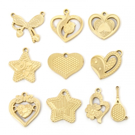 Vacuum Plating 304 Stainless Steel Charms 18K Gold Plated Vacuum Plating 304 Stainless Steel Charms 18K Gold Plated