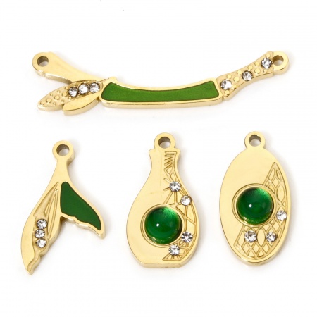 Vakuumbeschichtung 304 Edelstahl Charms 18K Vergoldet Grün Vakuumbeschichtung 304 Edelstahl Charms 18K Vergoldet Grün