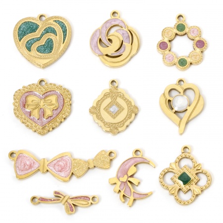 1 Pièce Breloques en 304 Acier Inoxydable Placage sous Vide Plaqué Or 18K