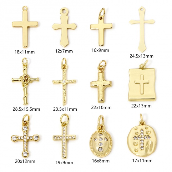 Picture of Eco-friendly Brass Religious Charms Real Gold Plated Cross