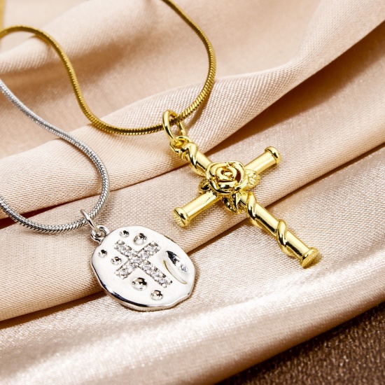 Picture of Eco-friendly Brass Religious Charms Real Gold Plated Cross