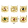 Immagine di 1 Pz Ecologico Ottone Religione Ciondoli Accessori Rettangolo Occhi Disegno 18K Vero Oro Placcato Micro Spianare Multicolore Strass Trasparente Cubic Zirconiae 23mm x 22mm