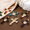 Immagine di 1 Pz Ecologico Ottone Religione Ciondoli Accessori Rettangolo Occhi Disegno 18K Vero Oro Placcato Micro Spianare Multicolore Strass Trasparente Cubic Zirconiae 23mm x 22mm