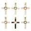Immagine di 1 Pz Ecologico Ottone Religione Ciondoli Pendenti Croce 18K Vero Oro Placcato Cuore Micro Spianare Trasparente Strass 3.5cm x 2.3cm