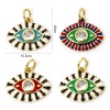 Picture of Eco-friendly Brass Pendants 18K Real Gold Plated Multicolor Eye Enamel Clear Cubic Zirconia 16mm x 15.5mm
