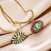 Picture of Eco-friendly Brass Pendants 18K Real Gold Plated Multicolor Eye Enamel Clear Cubic Zirconia 16mm x 15.5mm
