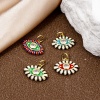 Picture of Eco-friendly Brass Pendants 18K Real Gold Plated Multicolor Eye Enamel Clear Cubic Zirconia 16mm x 15.5mm