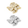 Picture of Eco-friendly Brass Micro Pave Connectors Charms Pendants Windmill Real Gold Plated 3D Clear Cubic Zirconia 20mm x 16mm