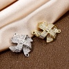 Picture of Eco-friendly Brass Micro Pave Connectors Charms Pendants Windmill Real Gold Plated 3D Clear Cubic Zirconia 20mm x 16mm