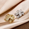 Picture of Eco-friendly Brass Micro Pave Connectors Charms Pendants Windmill Real Gold Plated 3D Clear Cubic Zirconia 20mm x 16mm