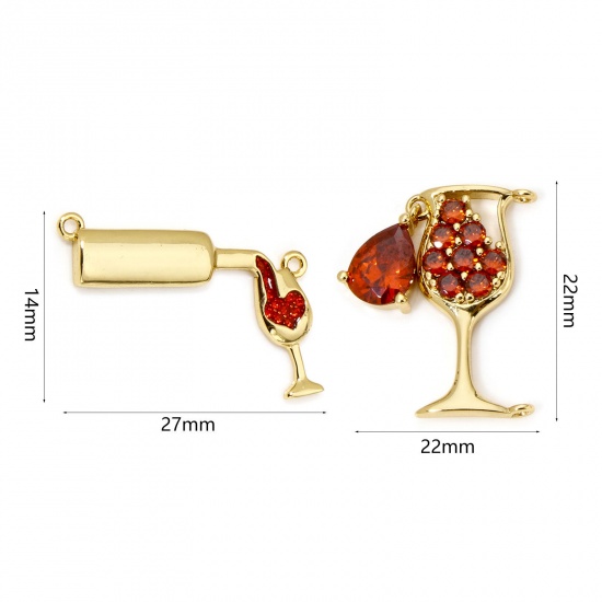 Picture of Eco-friendly Brass Connectors Charms Pendants Wine Glass 18K Real Gold Plated