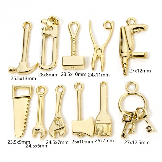 Picture of Eco-friendly Zinc Based Alloy Charms 18K Real Gold Plated Tools 3D