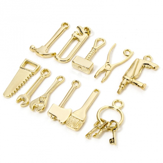 Picture of Eco-friendly Zinc Based Alloy Charms 18K Real Gold Plated Tools 3D