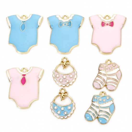 Picture of Zinc Based Alloy Baby Shower Charms Gold Plated Multicolor Enamel