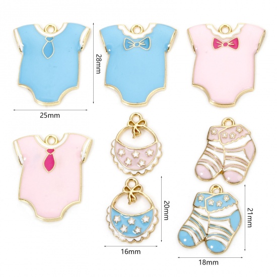 Picture of Zinc Based Alloy Baby Shower Charms Gold Plated Multicolor Enamel