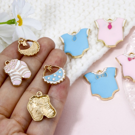 Picture of Zinc Based Alloy Baby Shower Charms Gold Plated Multicolor Enamel